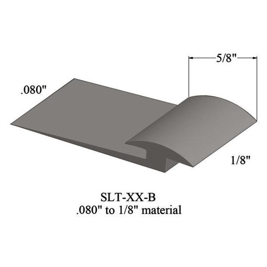 Vinyl Slim Line Transitions #55 Silver Grey 1/16" to 1/8" material with contour edge 5/8" x 12'