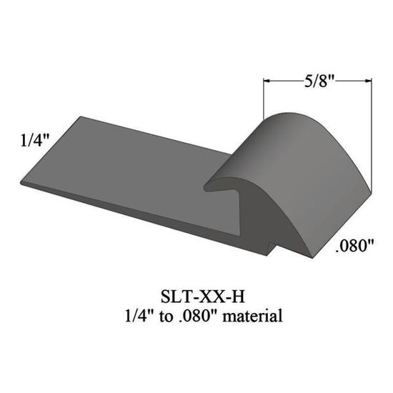 Vinyl Slim Line Transitions #48 Grey 1/4" to 1/16" material with contour edge 5/8" x 12'