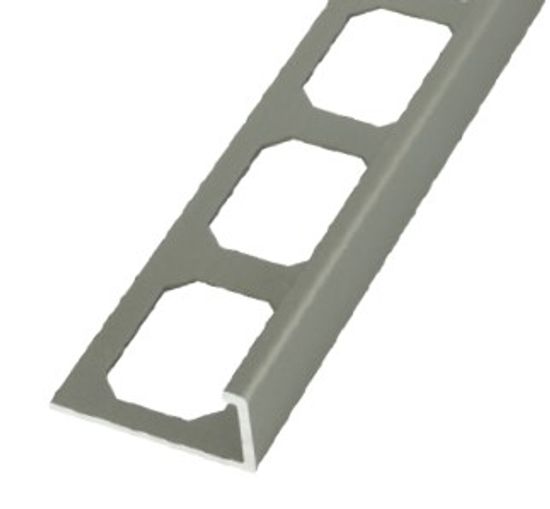 LS2 L-Shape Edge Profile Anodized Aluminum Satin Nickel 5/16" (8 mm) x 8' 2-1/2"