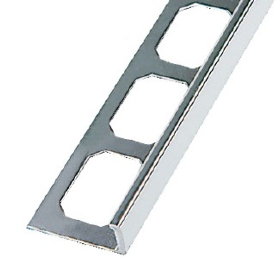 LS2 L-Shape Edge Profile Anodized Aluminum Polished Chrome 3/8" (10 mm) x 8' 2-1/2"