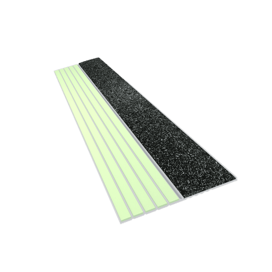 Ecoglo E40 Photoluminescent Step Edge Contrast Strip with Black Anti-Slip Strip 2" (Sold in Linear Feet)