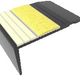 Ecoglo F4-E20 Photoluminescent Flat Stair Nosing with Yellow Anti-Slip Strip 2.7" (Sold in Linear Feet)