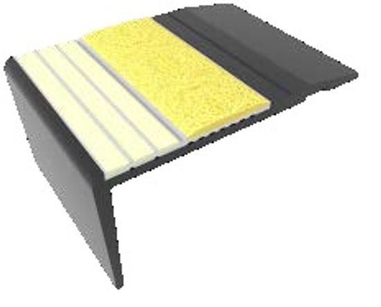 Ecoglo F4-E20 Nez de marche photoluminescent à angle droit avec bande antidérapante jaune 2.7" (vendu en pied linéaire)