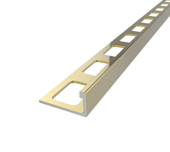 Tile L-Shaped Edge Trim Regular Anodized Aluminum Bright Brass - 1/4" (6 mm) x 8'
