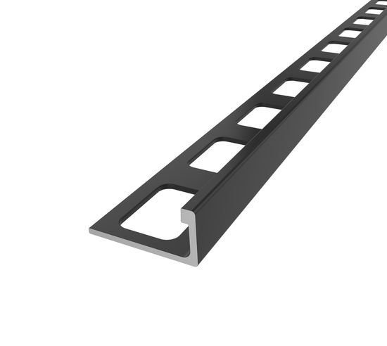 Tile L-Shaped Edge Trim Regular Anodized Aluminum Black - 1/4" (6 mm) x 8'