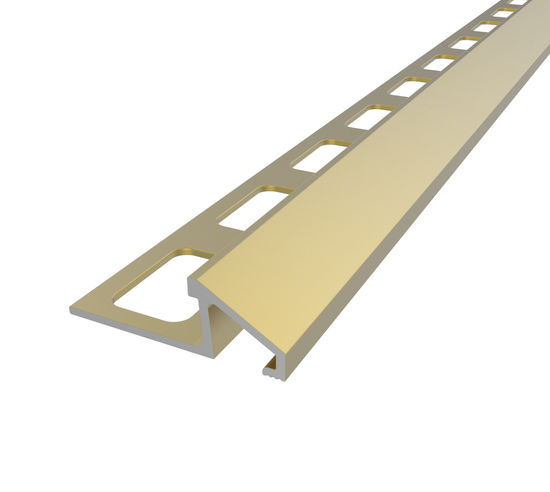 Tile Edge Trim Anodized Aluminum Satin Brass - 3/8" (10 mm) x 1-11/32" x 8'