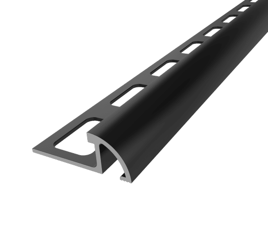 Tile Bullnose Edge Trim Anodized Aluminum Black - 3/8" (10 mm) x 1-1/4" x 8'3/8" (10 mm) x 1-1/4" x 8'