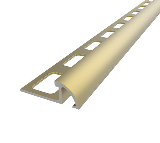 Tile Bullnose Edge Trim Anodized Aluminum Satin Brass - 5/16" (8 mm) x 1-5/32" x 8'