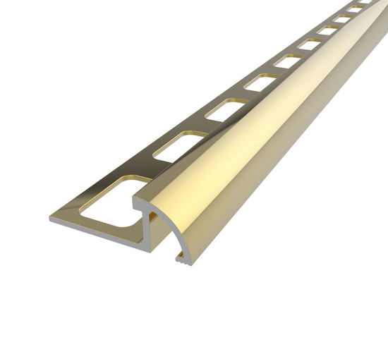 Tile Bullnose Edge Trim Anodized Aluminum Bright Brass - 5/16" (8 mm) x 1-5/32" x 8'