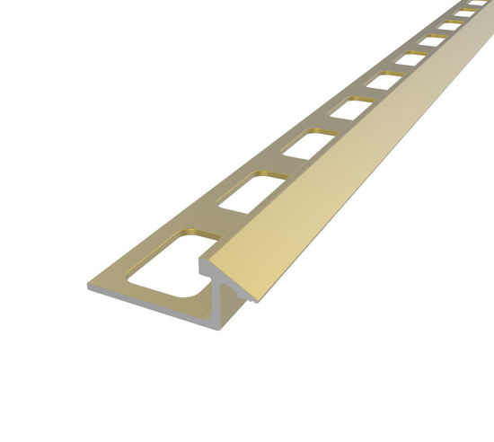 Tile Reducer Anodized Aluminum Satin Brass - from 5/16" (8 mm) to 1/4" (6.5 mm) x 1-5/32" x 8'