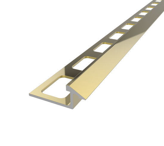Tile Reducer Anodized Aluminum Bright Brass - from 5/16" (8 mm) to 1/4" (6.5 mm) x 1-5/32" x 8'