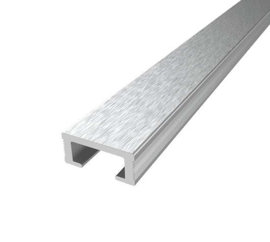 Tile Edge Trim Listello Anodized Aluminum Brushed Satin - 3/8" (10 mm) x 3/4" x 8'
