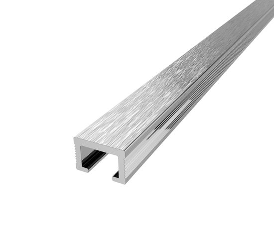 Tile Edge Trim Listello Anodized Aluminum Brushed Bright - 3/8" (10 mm) x 5/8" x 8'