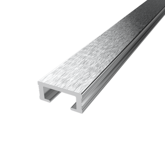 Tile Edge Trim Listello Anodized Aluminum Brushed Bright - 3/8" (10 mm) x 3/4" x 8'