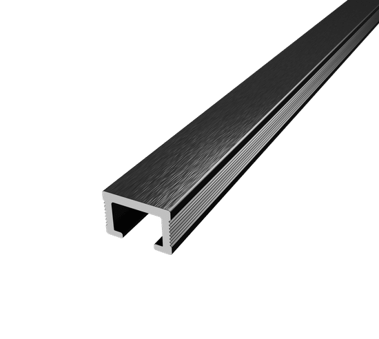Tile Edge Trim Listello Anodized Aluminum Brushed Bright Black - 3/8" (10 mm) x 5/8" x 8'