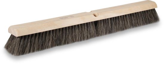 Concrete Broom 24" with Horsehair Bristles on Lacquered Hardwood Block