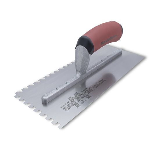 Right-Handed Square-Notch Trowel 4-1/2" x 11" Tempered Steel 3/32" x 3/32" x 3/32" with DuraSoft Handle
