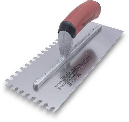Right-Handed U-Notch Trowel 4-1/2" x 11" Tempered Steel 1/4" x 1/2" x 1/4" with DuraSoft Handle