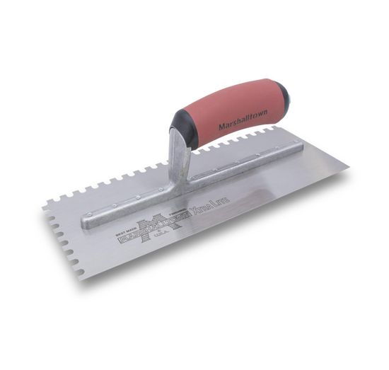 Right-Handed U-Notch Trowel 4-1/2" x 11" Tempered Steel 1/4" x 1/4" x 1/4" with DuraSoft Handle