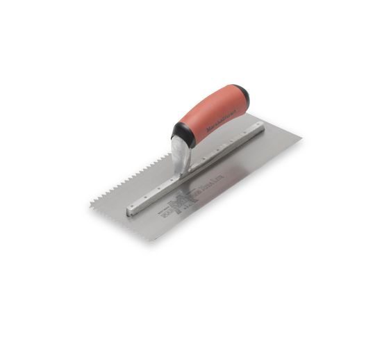 Right-Handed V-Notch Trowel Standard 4-1/2" x 11" Tempered Steel 1/4" x 1/4" with DuraSoft Handle