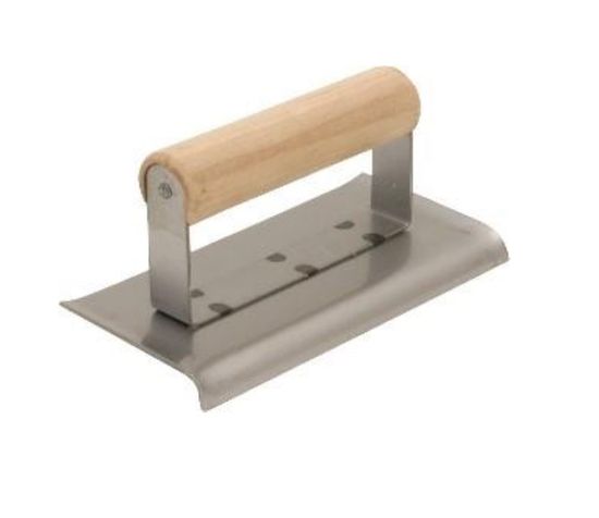 Truelle pour bordures de béton QLT en acier au carbone 2-3/4" x 6" avec un bord incurvé de 3/8" de rayon et une lèvre de 1/2"