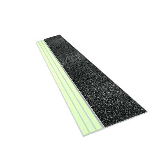 Ecoglo E30 Photoluminescent Step Edge Contrast Strip with Black Anti-Slip Strip 2" (Sold in Linear Feet)