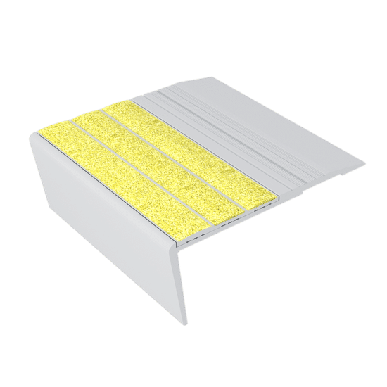 Ecoglo F6-N20 Flat Stair Nosing with Yellow Anti-Slip Strips 3.1" (Sold in Linear Feet)