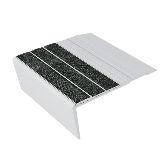 Ecoglo F6-N20 Flat Stair Nosing with Black Anti-Slip Strips 3.1" (Sold in Linear Feet)