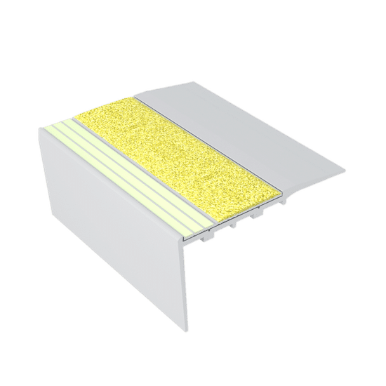 Ecoglo RC5-E30 Nez de marche photoluminescent pour tapis avec bande antidérapante jaune 3.5" (vendu en pied linéaire)