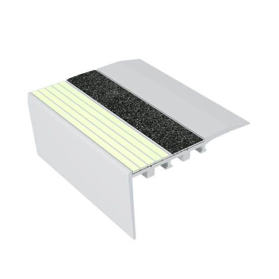 Ecoglo RC4-E40 Nez de marche photoluminescent pour tapis avec bande antidérapante grise 3.5" (vendu en pied linéaire)