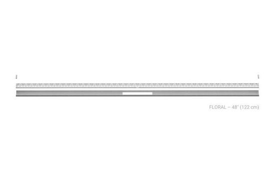 KERDI-LINE-VARIO Drain linéaire encastré avec design de grille Floral - acier inoxydable (V4) brossé 1-1/16" x 48"