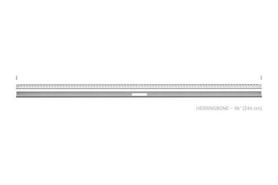 KERDI-LINE-VARIO Drain linéaire encastré avec design de grille Herringbone - acier inoxydable (V4) brossé 1-1/16" x 96"