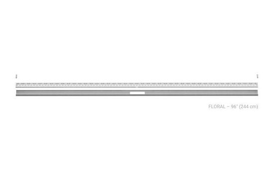 KERDI-LINE-VARIO Drain linéaire encastré avec design de grille Floral - acier inoxydable (V4) brossé 1-1/16" x 96"