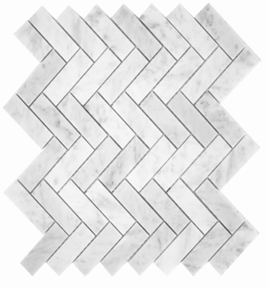 Mosaic Designer Choice Carrara Herringbone Glossy 12-3/4" x 13-1/16"