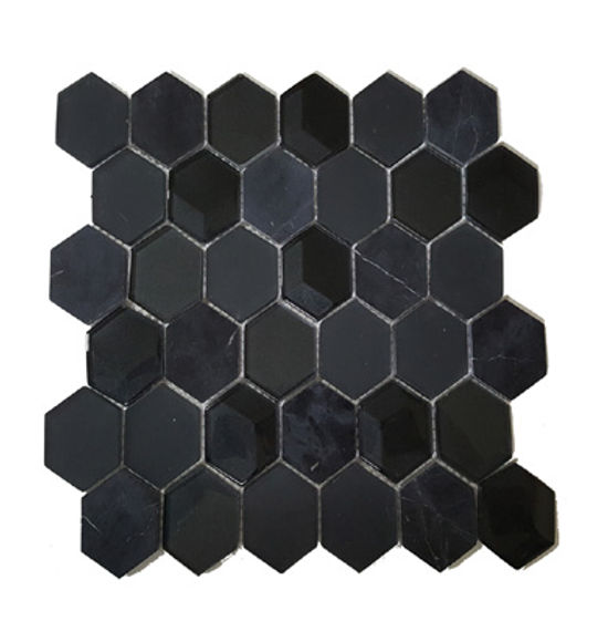 Mosaic Glass Mosaics Hexagon Black Glossy 10" x 12"