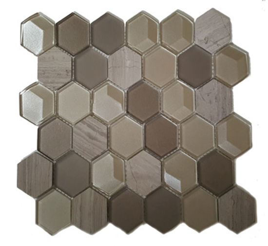 Mosaic Glass Mosaics Hexagon Pearl Glossy 10" x 12"
