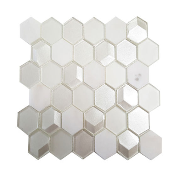 Mosaic Glass Mosaics Hexagon White Glossy 10" x 12"