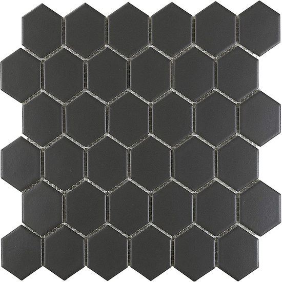Mosaic Mosaics Black Hexagon Matte 12" x 12"