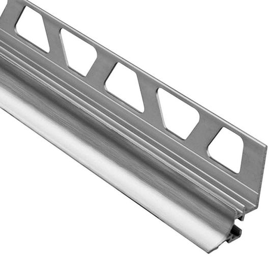 DILEX-AHKA Cove-Shaped Profile with 3/8" Radius - Aluminum Anodized Brushed Chrome 1/2" x 8' 2-1/2"