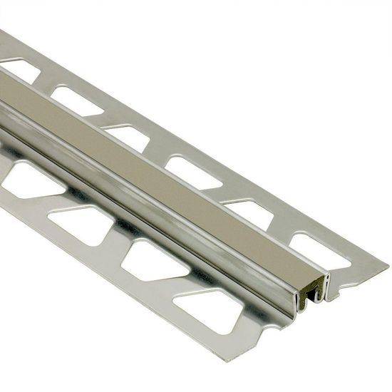 DILEX-KSN Surface Movement Joint Profile with 7/16" Grey Insert - Stainless Steel (V2) 7/16" x 8' 2-1/2"