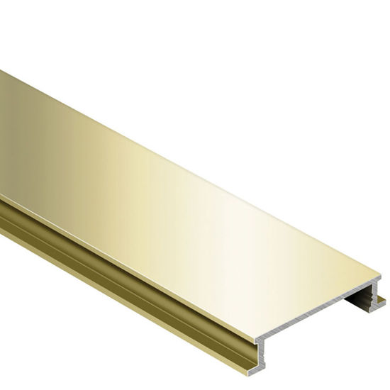 DESIGNLINE Decorative Border Profile - Aluminum Anodized Polished Brass 1/4" x 8' 2-1/2"