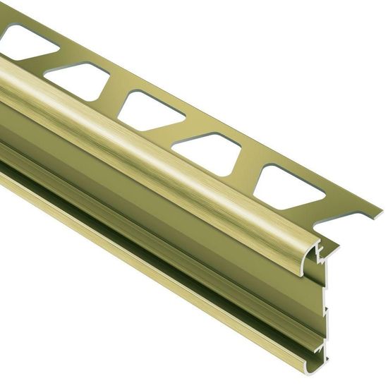 RONDEC-CT Double-Rail Counter Edging Profile - Aluminum Anodized Brushed Brass 3/8" x 8' 2-1/2"