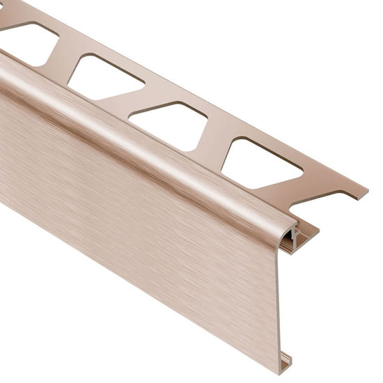 RONDEC-STEP Finishing and Edging Profile with Vertical Leg 1-1/2"  - Aluminum Anodized Brushed Copper 5/16" x 8' 2-1/2"