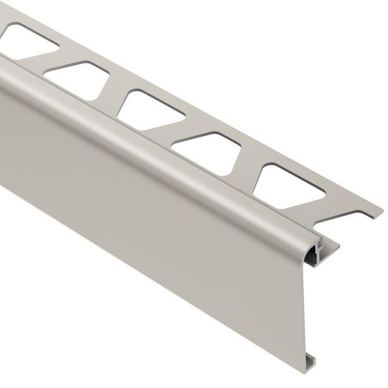 RONDEC-STEP Finishing and Edging Profile with Vertical Leg 1-1/2"  - Aluminum Anodized Matte Nickel 5/16" x 8' 2-1/2"