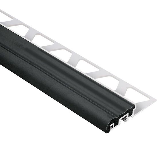 TREP-S Stair-Nosing Profile with Black Insert - Aluminum and PVC Plastic 1-1/32" x 8' 2-1/2" x 3/8"
