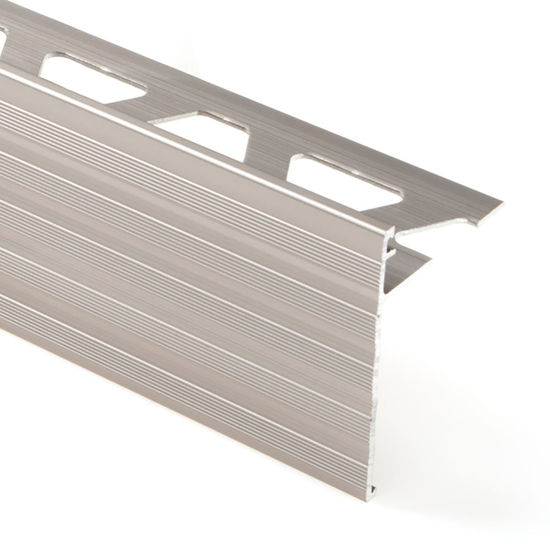 SCHIENE-STEP Edging Stairs Profile - Aluminum Anodized Matte Nickel 5/16" x 8' 2-1/2" with 1-1/2" Vertical Leg