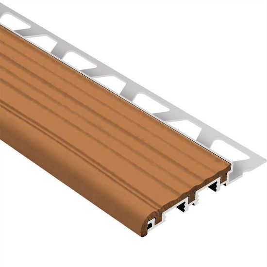 TREP-B Stair-Nosing Profile - Aluminum with Nut Brown Tread 2-1/8" x 9/16" x 4' 11"