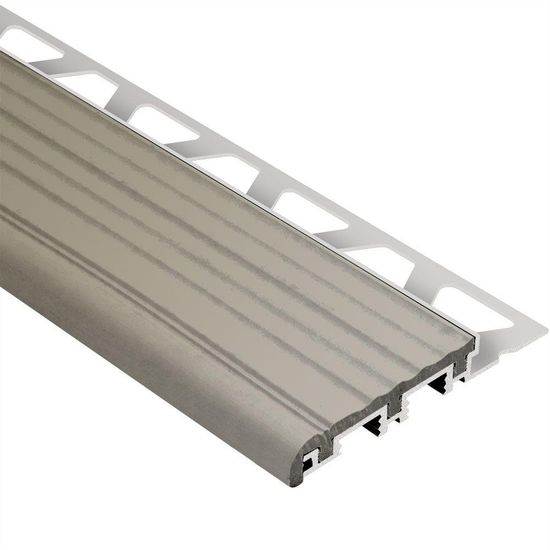 TREP-B Stair-Nosing Profile - Aluminum with Grey Tread 2-1/8" x 1/2" x 8' 2-1/2"