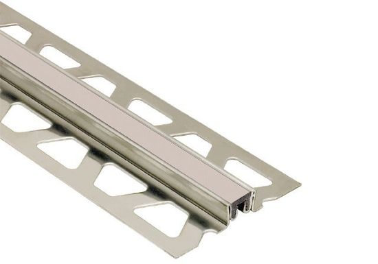 DILEX-KSN Surface Movement Joint Profile with 7/16" Stone Grey Insert - Stainless Steel (V2) 3/8" x 8' 2-1/2"