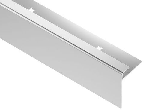 VINPRO-STEP-R Resilient Surface Stair-Nosing Profile with Elongated Reveal Aluminum Anodized Brushed Chrome 5/32" x ' 2-1/2"